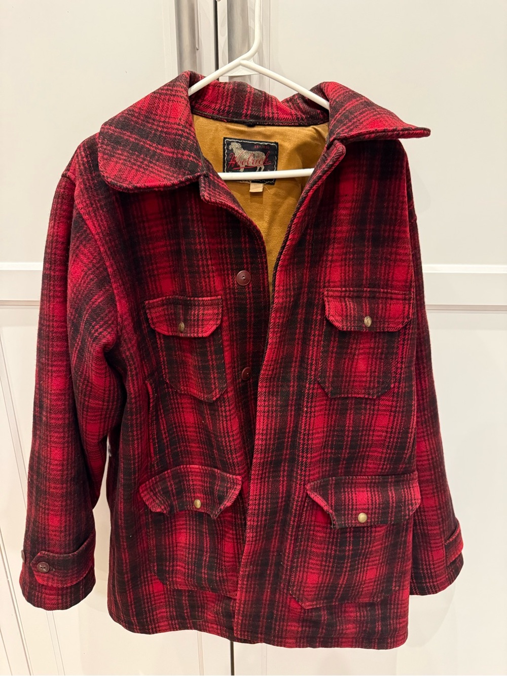 Vintage Woolrich Red & Black Plaid Wool Jacket